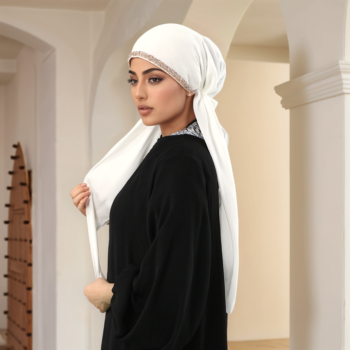 Ramadan musulman Hijab châles Modal écharpe pour femme musulmane Hijabs Wrap dame bandeau décontracté foulard ethnique avec diamant