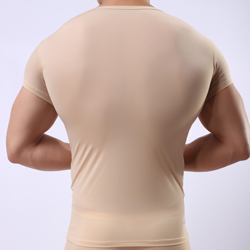 Sous-vêtements transparents pour hommes, maille de soie glacée, chemises de base transparentes, sous-vêtements de Fitness et de musculation Sexy
