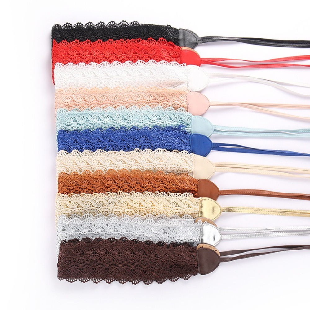 Boho Style Soft Lace Waist Belt Wide Self Tie Bow Tie Belt Cinched Waistband Wrap Around PU Leather Belt for Dresses