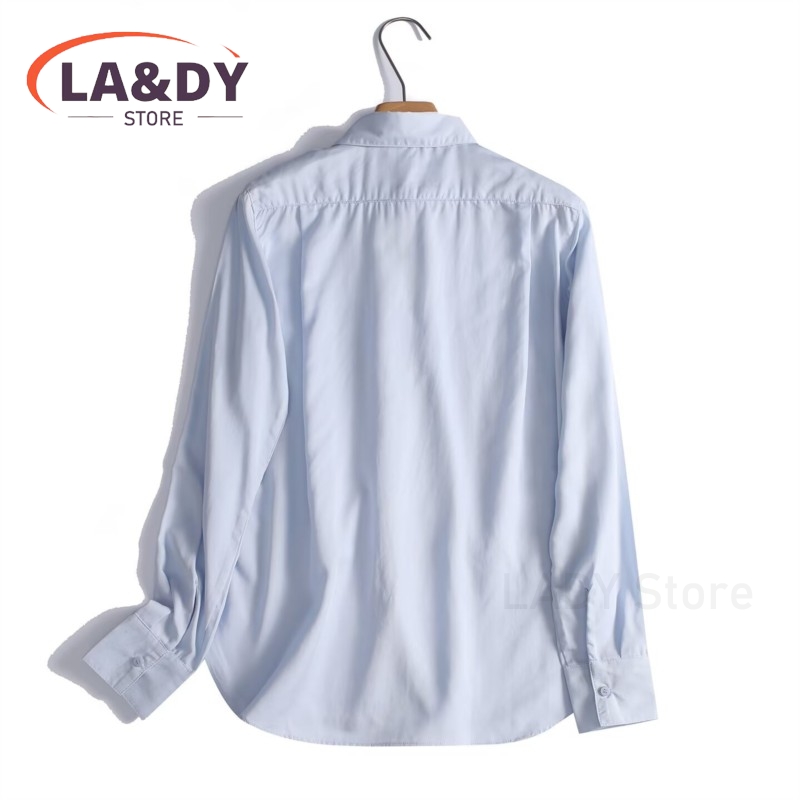 Chemise à manches longues pour femmes, coupe ample, col classique, respirante, idéale pour le bureau et les occasions décontractées en automne.