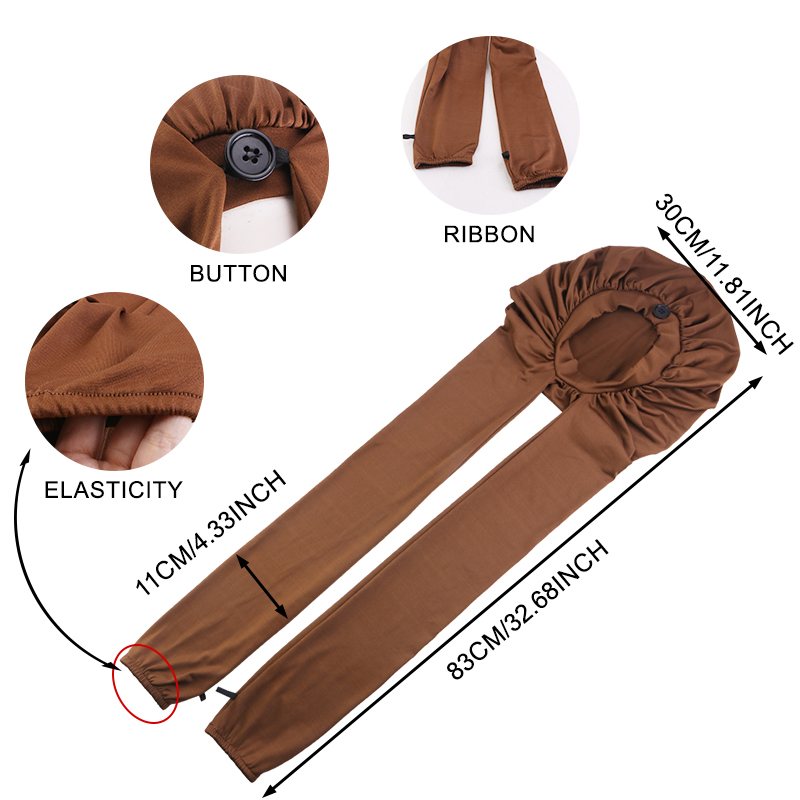 Bonnet de nuit en satin pour femme, avec longue queue pour tresses, bonnet de douche et de sauna