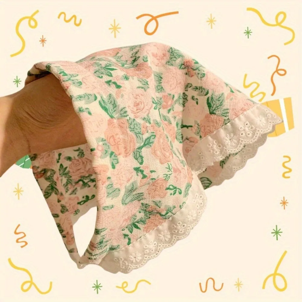 1 pièce Foulard vintage en dentelle florale antidérapant, bandana triangulaire avec pince à cheveux, accessoire capillaire pour femme pour la plage et les vacances, décoration de plage
