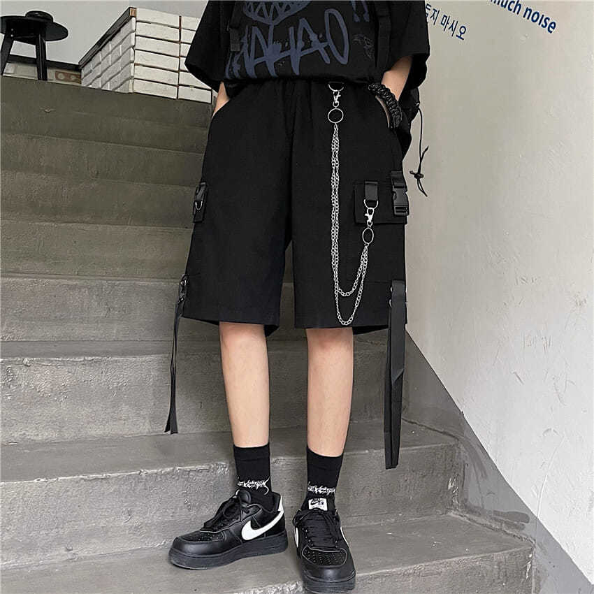 Short cargo décontracté coréen pour hommes, pantalon de sport adt, pantalon à jambe large, jogging à cinq points, streetwear d'été