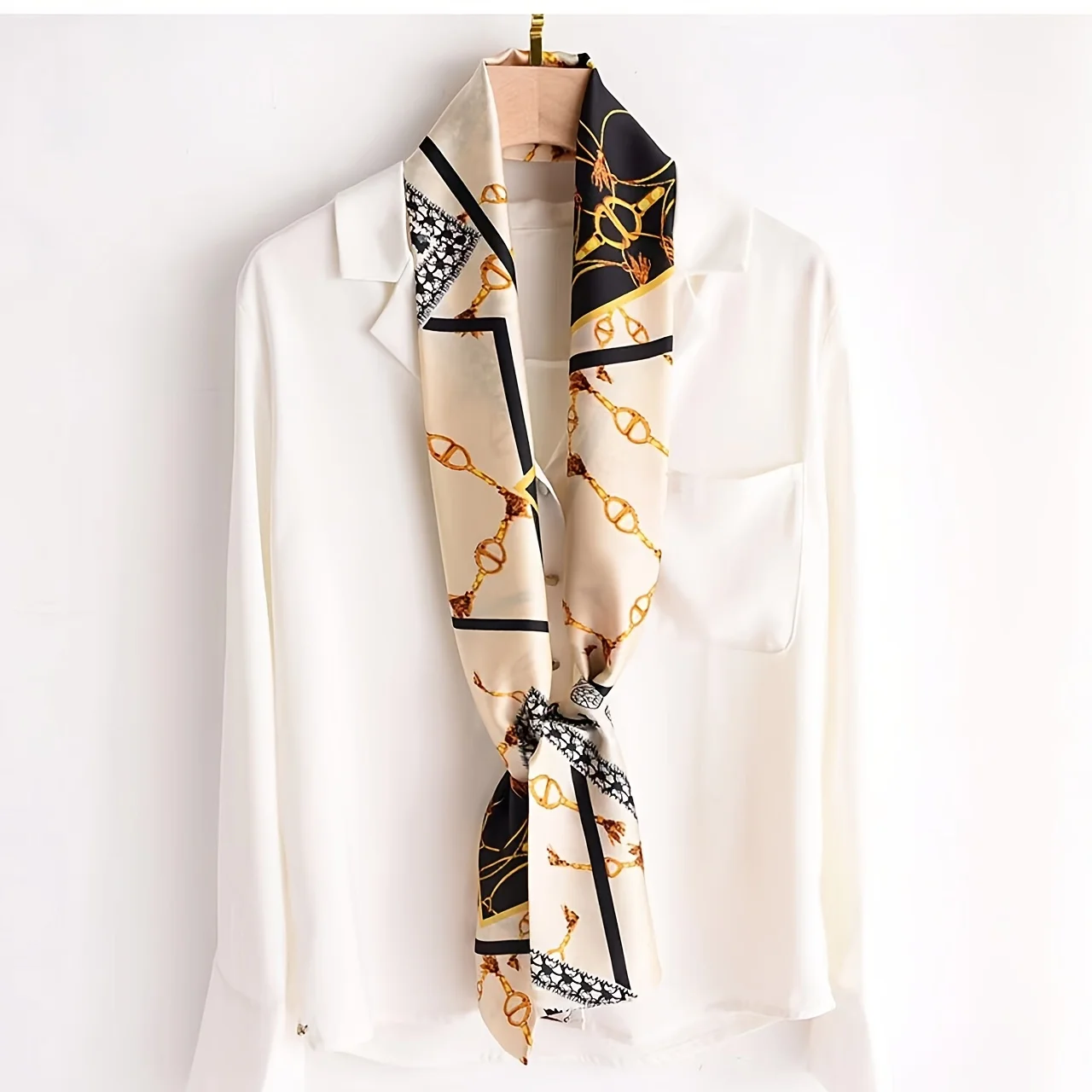 Nouveau foulard en soie imprimé pour femmes, châle, mode, luxe, long, étroit, petit foulard en soie, bandeau pour femmes, foulard de tête