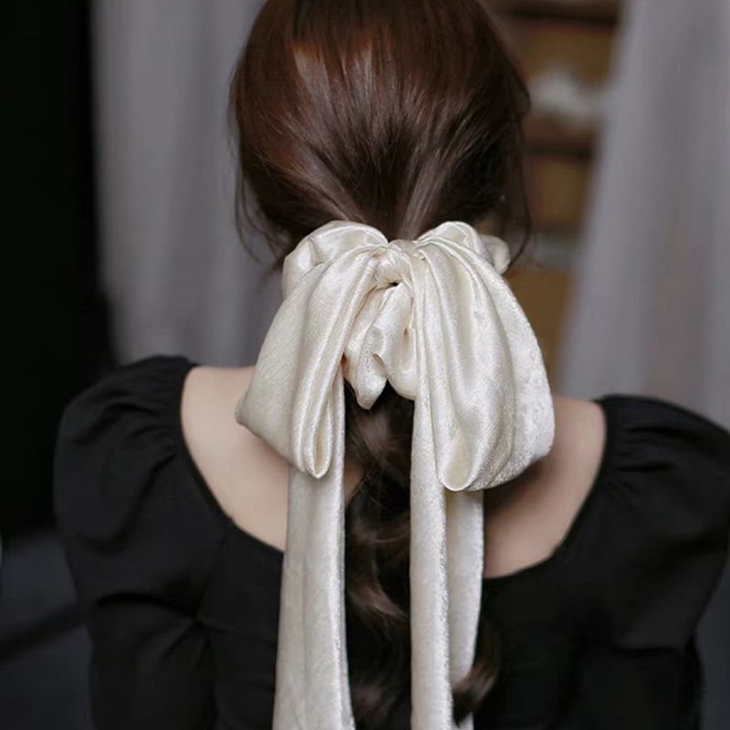 Chouchous élastiques pour cheveux, gros nœud français, ruban en satin, écharpe pour queue de cheval, bandes de caoutchouc pour cheveux, accessoires pour cheveux