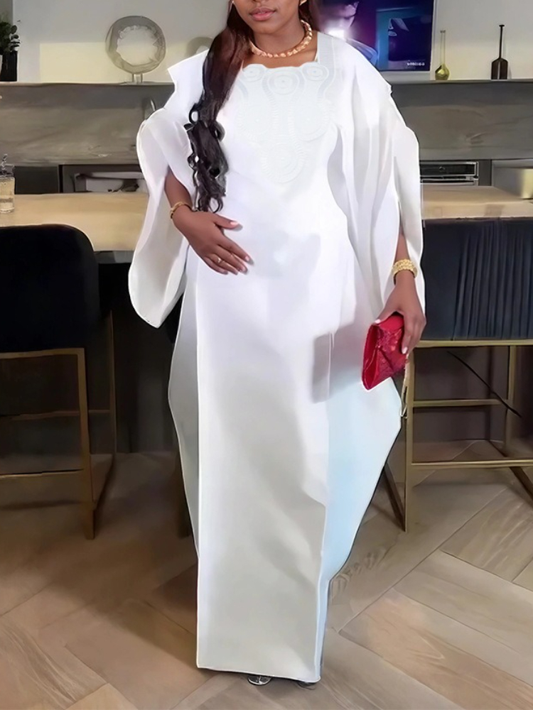 Robe Bubu brodée en Satin pour femmes, modeste, pour tenues d'église, traditionnelle africaine, longue, ample, col carré, manches chauve-souris, nouvelle collection 2025
