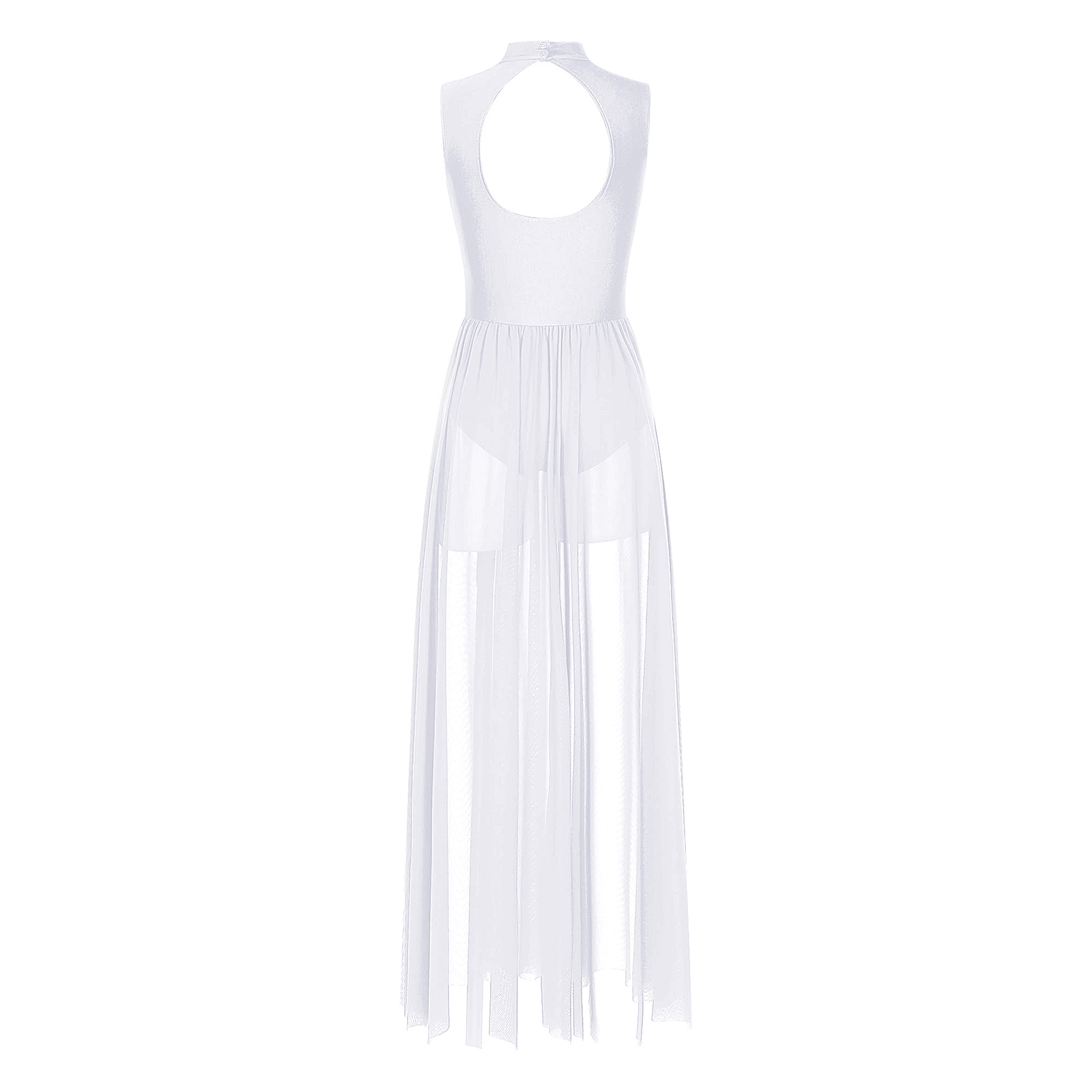 Femmes danse lyrique longue robe découpe dos pleine longueur superposition justaucorps Costume dame Latin Rumba Tango Maxi robe Dancewear