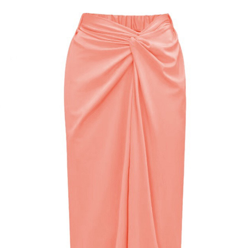Robe de plage unie tendance pour femme, décontractée, taille haute élastique, jupe longue fendue, nouvelle collection été 2025, tenue de plage, cache-maillot de bain style Spice Girl