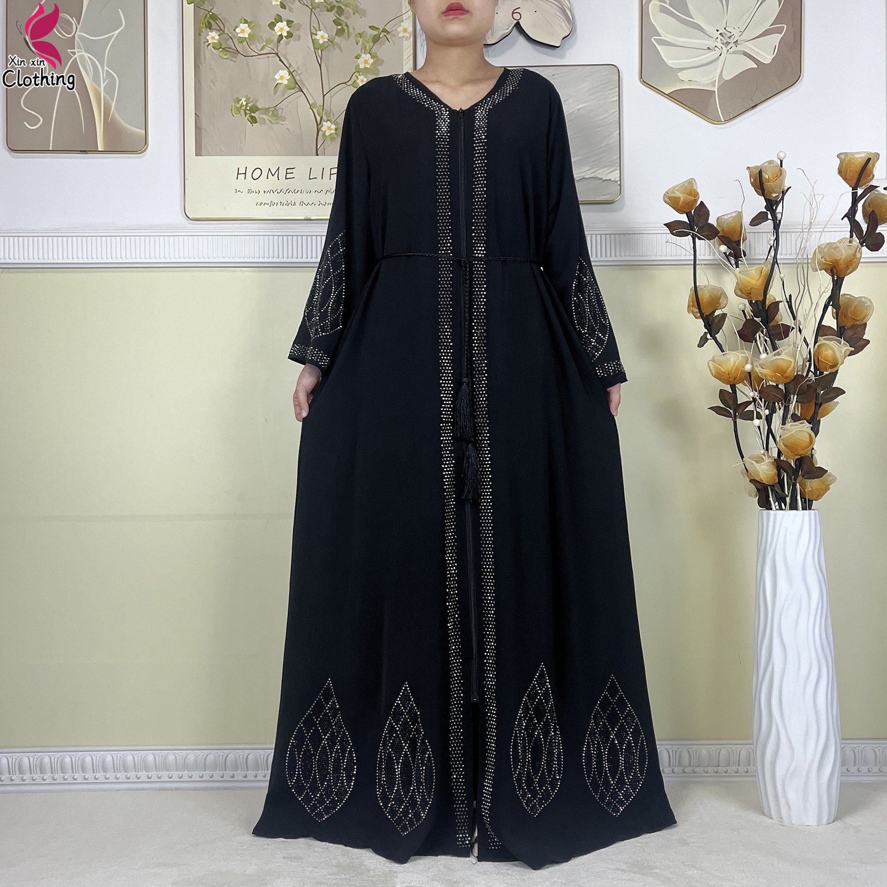 Nouvelle robe de soirée élégante musulmane de Dubaï 2025, abaya à fermeture éclair, vêtements islamiques pour femmes, manches longues, tissu en mousseline ample, robe africaine