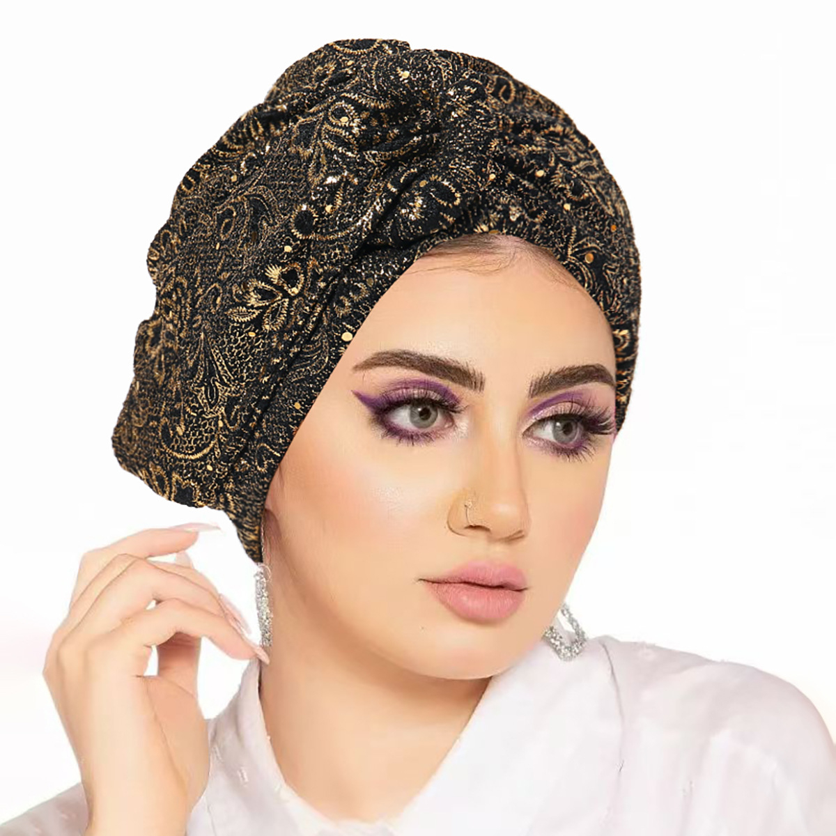 Nouveau Bonnet Hijab Plissé à Nœuds et Paillettes 2026 pour Femmes Musulmanes, Turban Chimio, Foulard pour Perte de Cheveux, Mode Indienne Femme