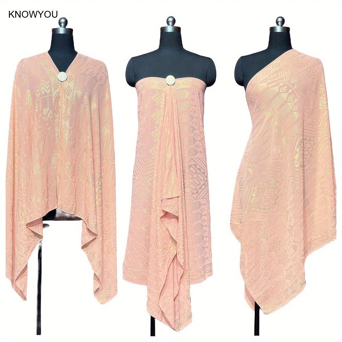 Châle de protection solaire élégant pour femme, écharpes à imprimé doré, écharpes multifonctionnelles, hijab en mousseline de soie, poncho de plage, 18 feuilles, 1PC