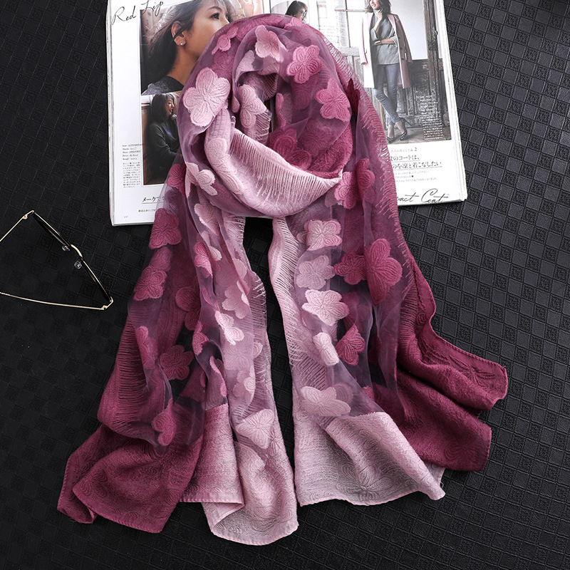 Écharpe assortie double document pour femme, mode féminine, fleur coupée, pétale creux, laine 216.239.inj, polyvalent, 70x190 cm