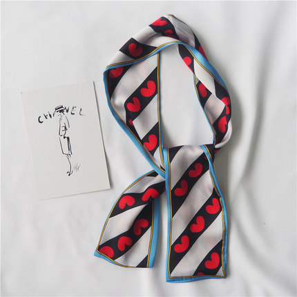 2025 coeur amour écharpe femmes mignon cheveux cravate bande foulard poignet rubans mode tête cou soie Satin sac écharpes longue écharpe en soie