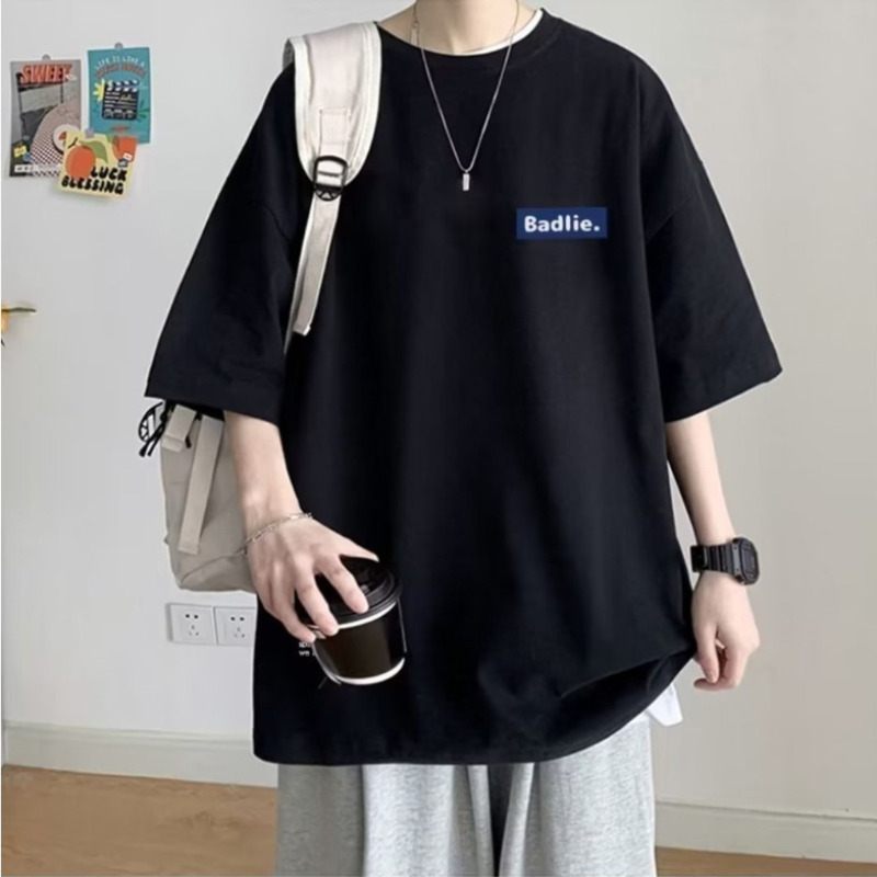 【Taille 8XL】 T-shirt décontracté pour hommes et adolescents, T-shirt américain Vintage avec lettres imprimées BAD, ample, grande taille