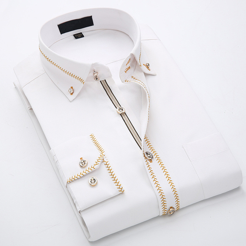 Chemise habillée homme slim à manches longues, collection printemps/automne 2026, chemise décontractée d'affaires européenne, chemise de marié de haute qualité