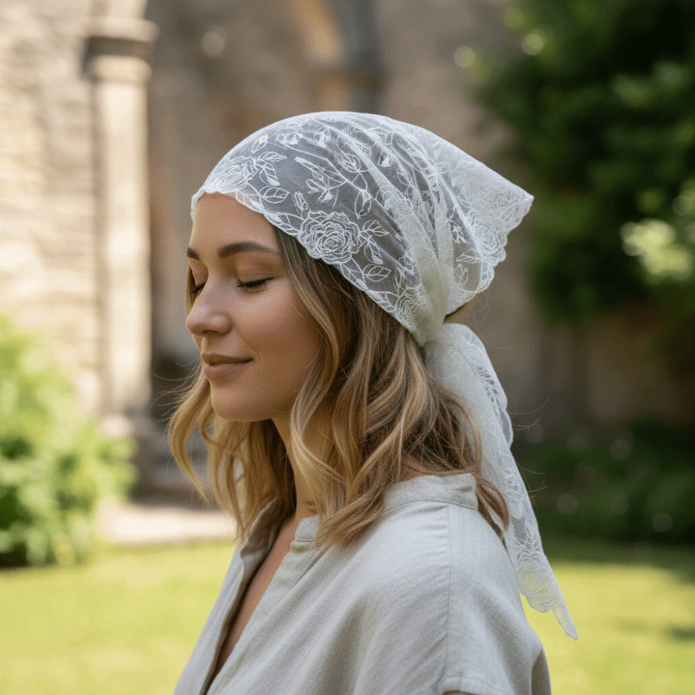 Écharpe en maille respirante style français avec motif de roses en dentelle tridimensionnelle, foulard léger et élégant en soie pour femme