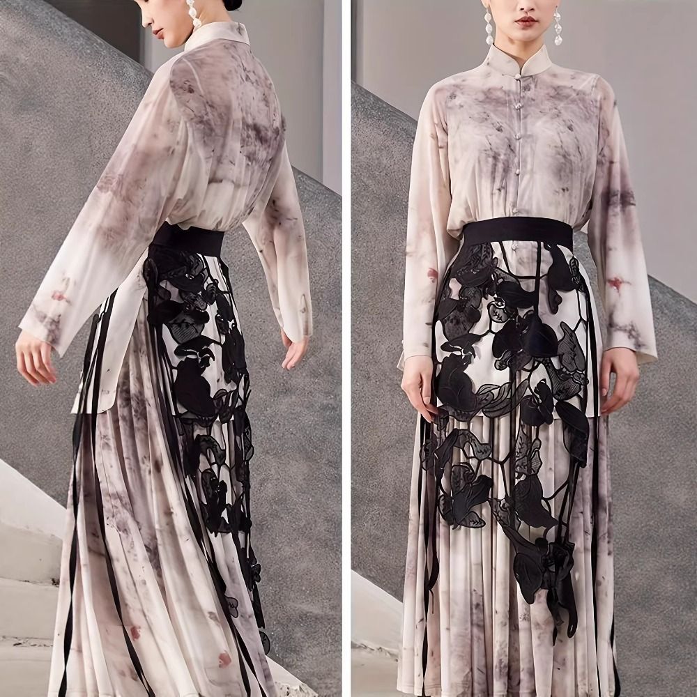Jupe midi taille haute en dentelle avec fente latérale irrégulière, motif floral ajouré, franges et ceinture en dentelle, style Y2K Streetwear Harajuku