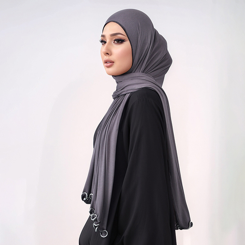 Foulard Hijab en Jersey de coton Modal pour femmes, châle extensible, foulard musulman uni, mode couleur unie, Long silencieux, Turban islamique