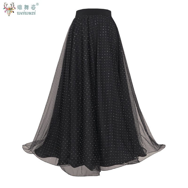 Jupes de danse de salon élégantes pour femmes, noires, à grande ampleur, costumes de danse professionnels modernes, vêtements de valse standard nationale