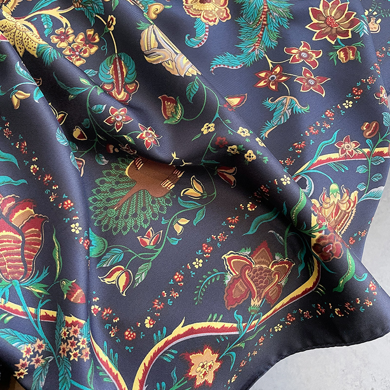 Écharpe de Luxe en Satin Sergé Carré pour Femme, Hijab Musulman, Grand Châle, Rond Sauna, Bandana, 90x90cm