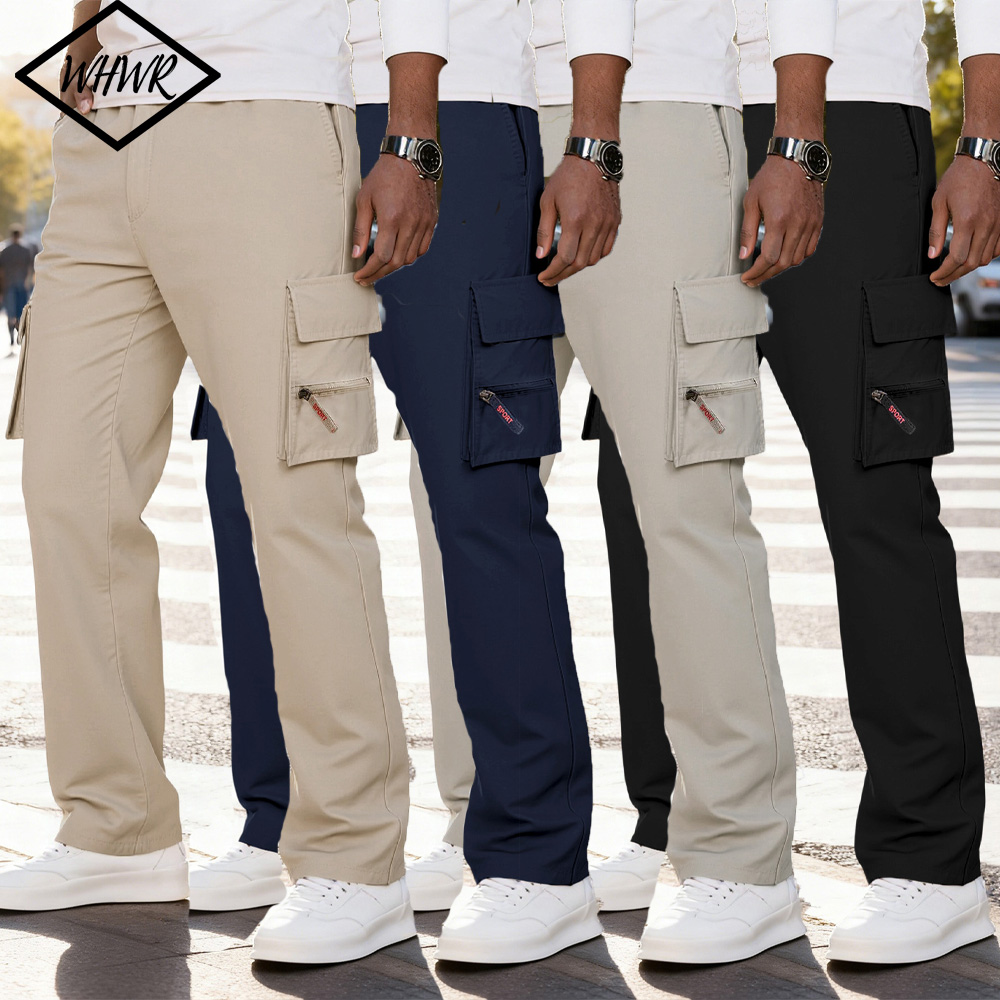 Pantalon cargo pour homme, décontracté, ample, multi-poches, durable, vêtements de travail, pantalon de randonnée, taille élastique, pantalon droit