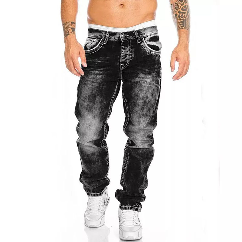 Hommes Jeans marques droite Stretch mince Jean Homme pantalons Hombre pantalons décontractés Denim pantalon Baggy Jean noir bleu