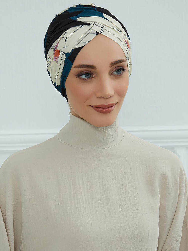 Turban instantané à fleurs pour femmes musulmanes, casquette Hijab islamique de turquie, couvre-chef arabe, écharpe de tête, accessoires pour cheveux, chapeau