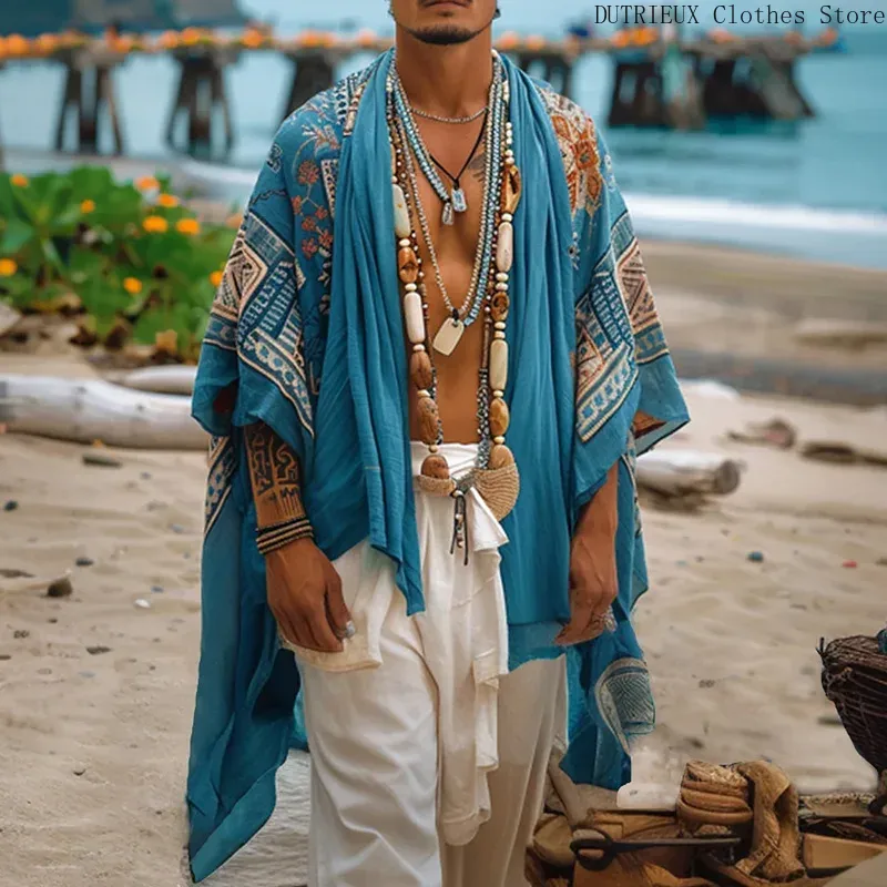 Vêtements de protection solaire de plage décontractés pour hommes, style bohème, châles College de vacances, adaptés aux cardigans pour hommes, de tous les éléments