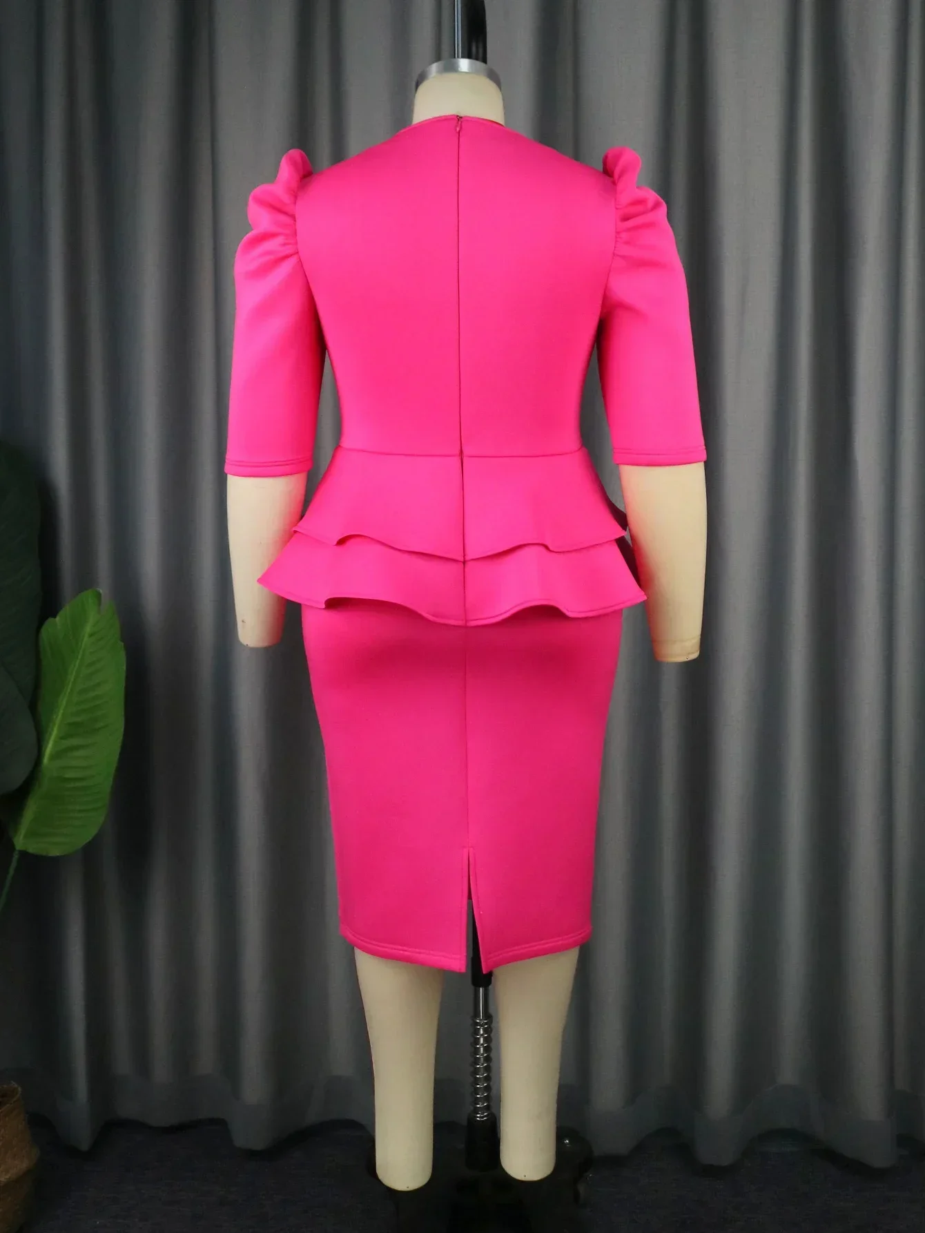 Robe d'église élégante pour femmes, à volants, péplum, taille, couverture du ventre, grande taille, col en V, gaine, occasions formelles, événement de Cocktail, invité de mariage