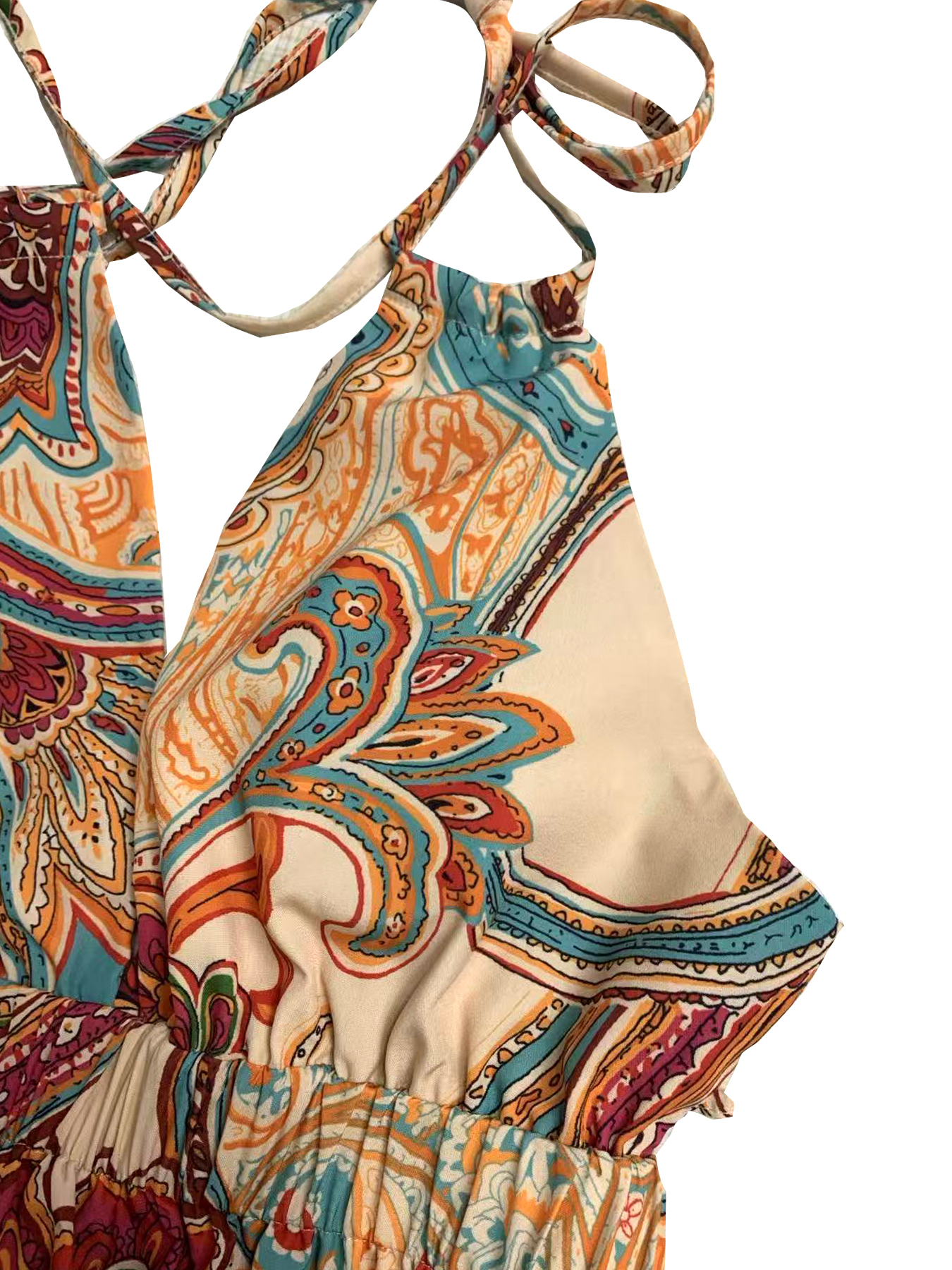 Mini robe courte imprimée style Boho pour femmes, dos nu, dos nu, noué au dos, Style décontracté et station balnéaire, printemps/été