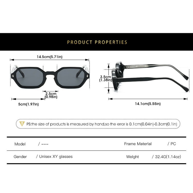 Lunettes de soleil transparentes carrées vintage punk simples pour hommes et femmes, idéales pour la pêche et la conduite, monture polygonale en cuivre, protection UV400