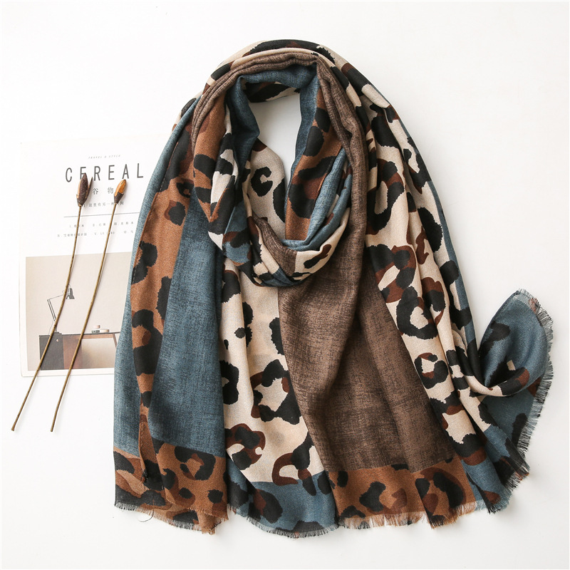 Écharpe châle en Viscose à franges léopard pour femmes, foulard pour dame, étole Pashmina, Hijab musulman, mode dame, 180x90cm