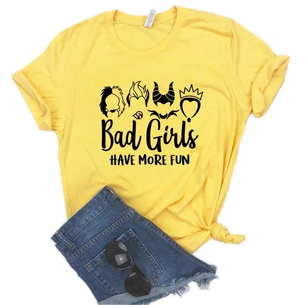 T-shirt manches courtes col rond pour femme, décontracté, Bad Girls Have More Fun Print, été