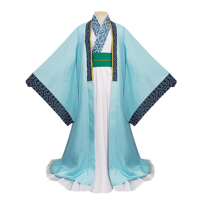 Costume Cosplay Ya Boy Kongming! Zhuge Liang Hanfu pour Homme Robe Bleue Tenue d'Érudit Chinois Ancien Déguisement Halloween Carnaval