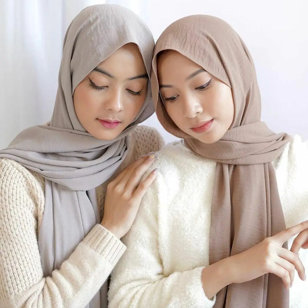 Foulard Hijab en mousseline de soie et velours pour femmes, châle de luxe doux et uni pour femmes musulmanes, Turban Chic pour Ramadan