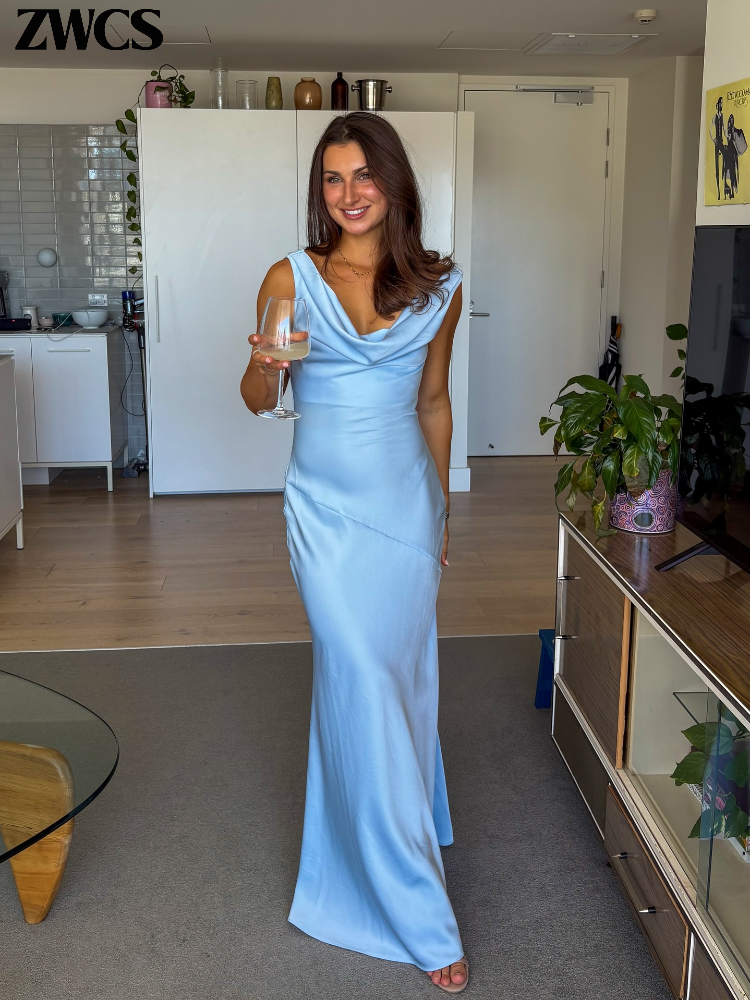 Robe de soirée élégante en satin à col bénitier, sexy, dos nu, sans manches, longue, pour femme, nouvelle collection 2026, couleur unie, Vestidos