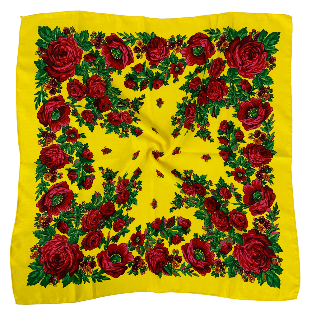 Écharpe carrée à fleurs russes pour femme, bandana imprimé fleuri de luxe, bandeau de sauna, écharpes, petit mouchoir, bandeau Babushka, 70x70cm