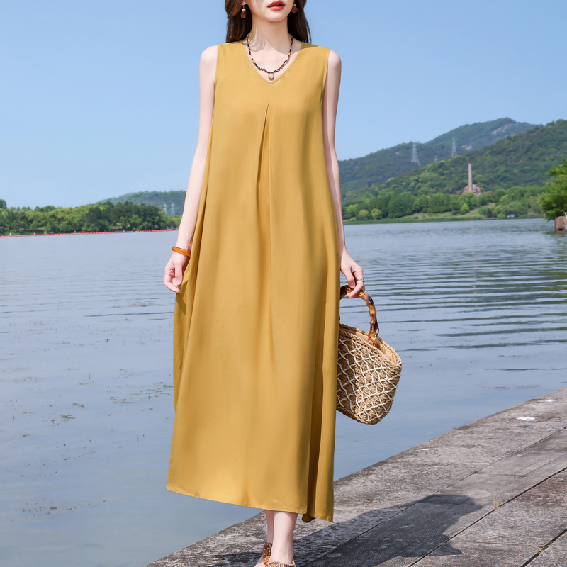 Nouvelle Robe d'été décontractée vintage pour femmes 2026, grandes tailles, imprimée, à manches courtes et col en V, vêtements féminins