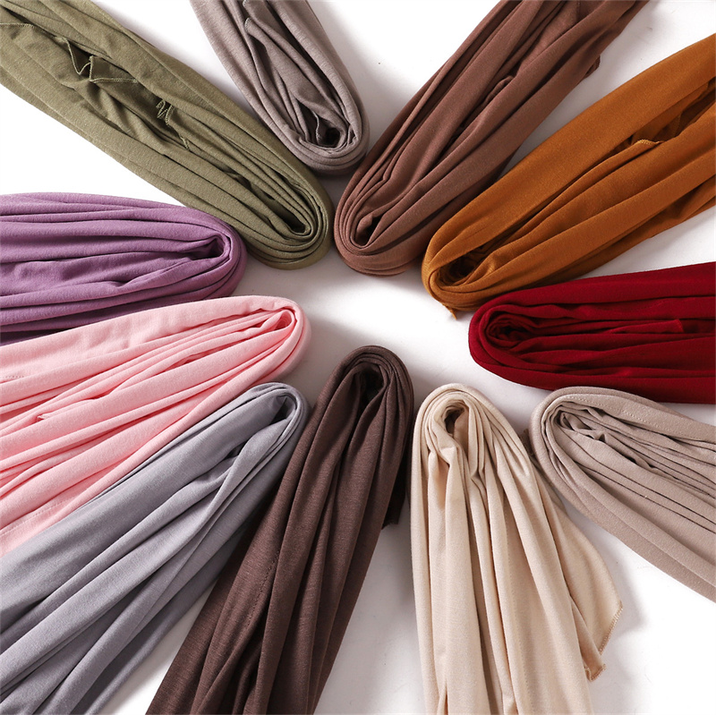 Ramadan plaine solide Triangle Modal Jersey Hijab hiver élasticité châles musulmans écharpe Maxi Wrap Snood chaud étole Foulards Sjaal