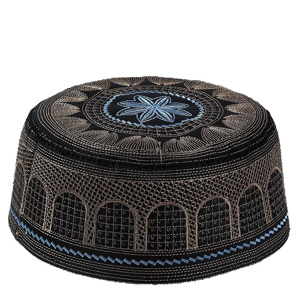 Chapeau de prière musulman pour homme, broderie de crâne islamique, bonnet arabe, couvre-chef de prière, cadeau Ramadan Aïd