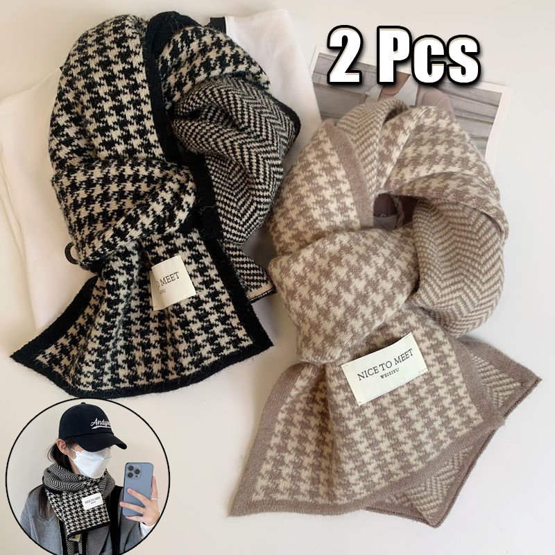 Écharpe femme hiver nouvelle collection, double face, style étudiant, mignonne, chaude, tricot épais, aspect haut de gamme