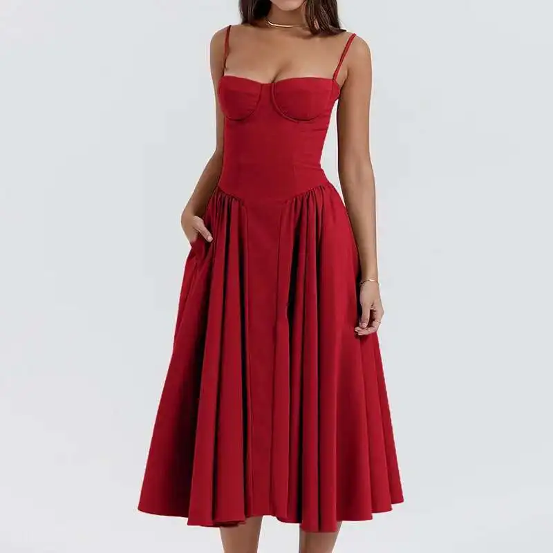 Été Sexy femmes robe bohême longues robes de luxe élégant col en v sans manches Slip fleur plage robe d'été pour femme 2025