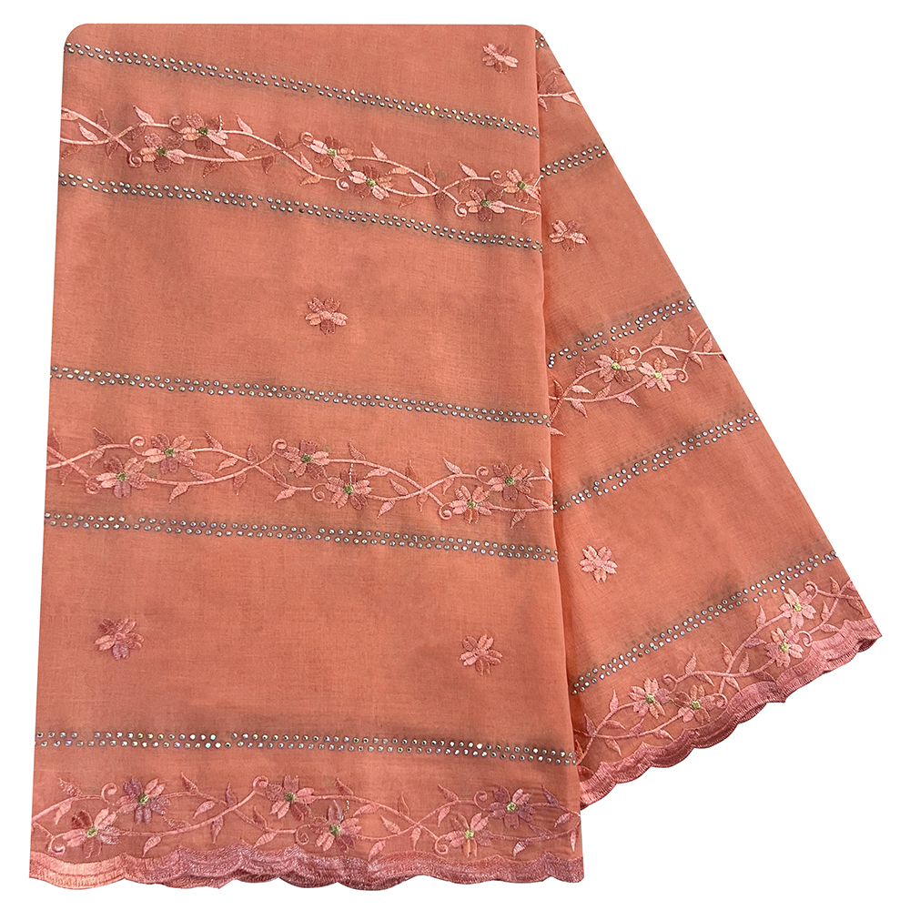 Écharpe brodée de haute qualité en tissu 100% coton et fil de rayonne, style Dubaï, pour femmes africaines, hijab musulman