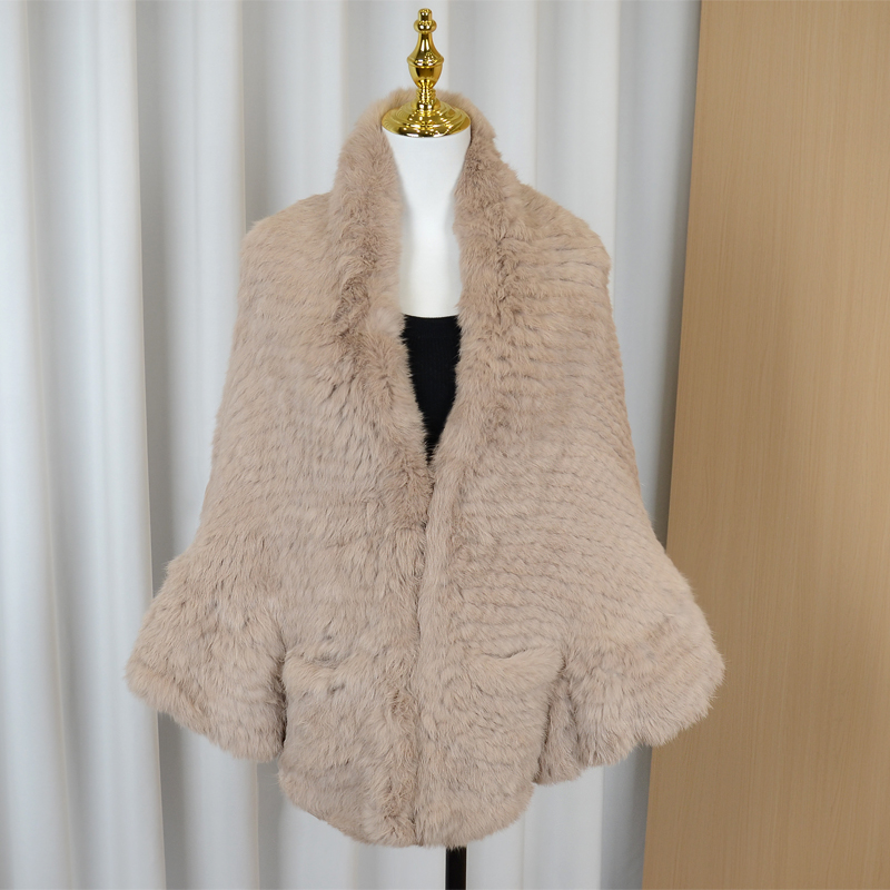 Écharpe châle en vraie fourrure de lapin 100% pour femme, poncho tricoté chaud d'hiver en fourrure de lapin naturelle, accessoires de mode en fourrure de lapin pour filles