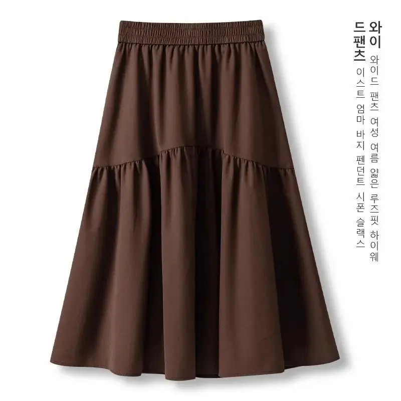 Jupe midi trapèze taille haute tendance pour femme, jupe mi-longue d'été amincissante haut de gamme avec détail poche en fibre de polyester