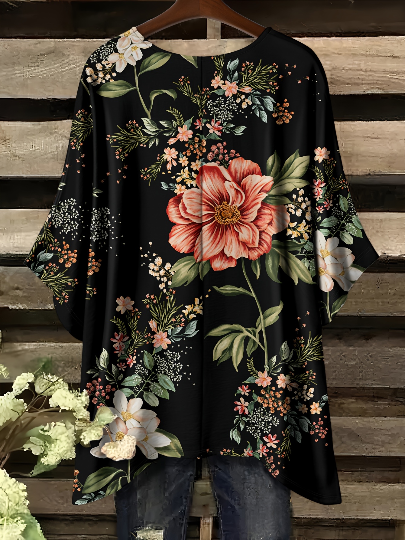 T-shirt grande taille pour femmes, imprimé floral étoilé, manches courtes, col rond, hauts décontractés pour les vacances, le travail quotidien