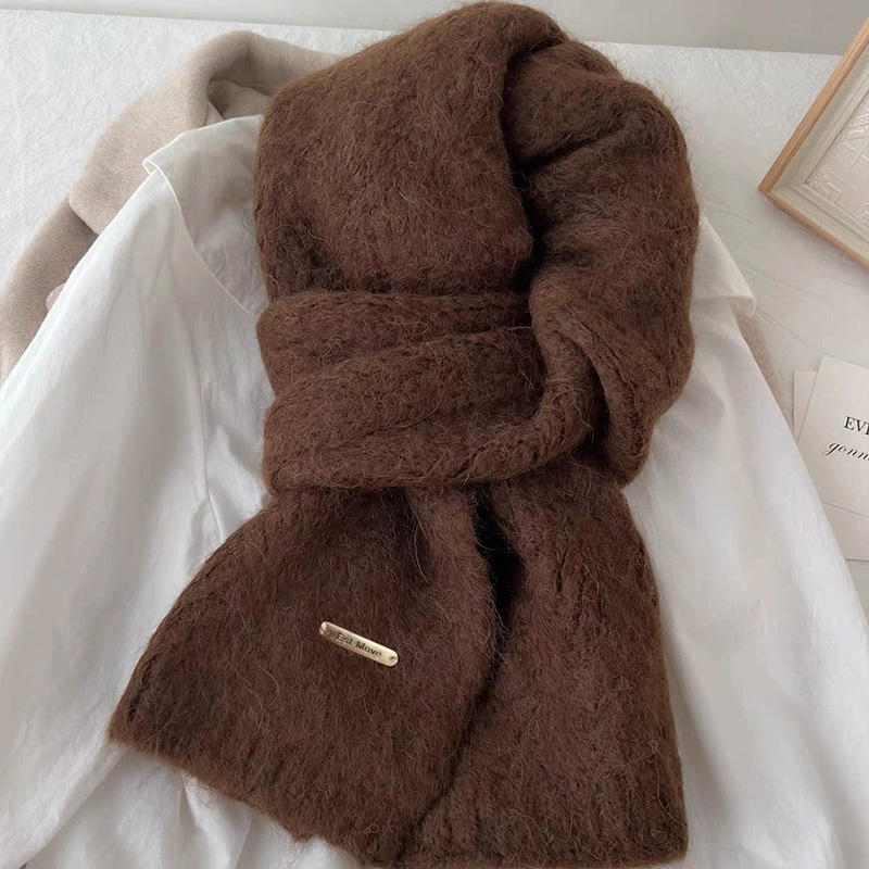 Écharpe tricotée polyvalente pour femmes, couleur unie, Simple, douce, chaude, Style paresseux, nouvelle collection coréenne d'hiver