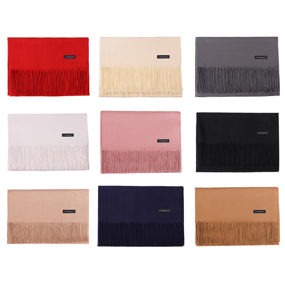 Écharpe multifonction en imitation cachemire, brossée, couleur unie, épaissie, effet cachemire, châle chaud pour femme
