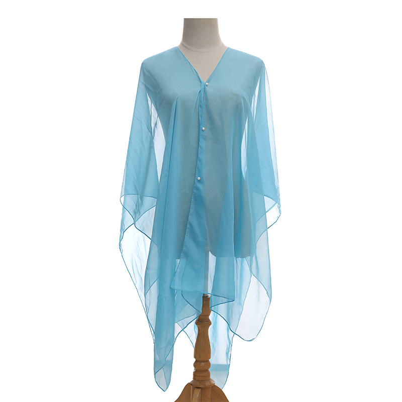 Châle de protection solaire pour femme, T-shirt d'été en mousseline de soie, écharpe de vacances, bikini respirant, chemise de plage ronde