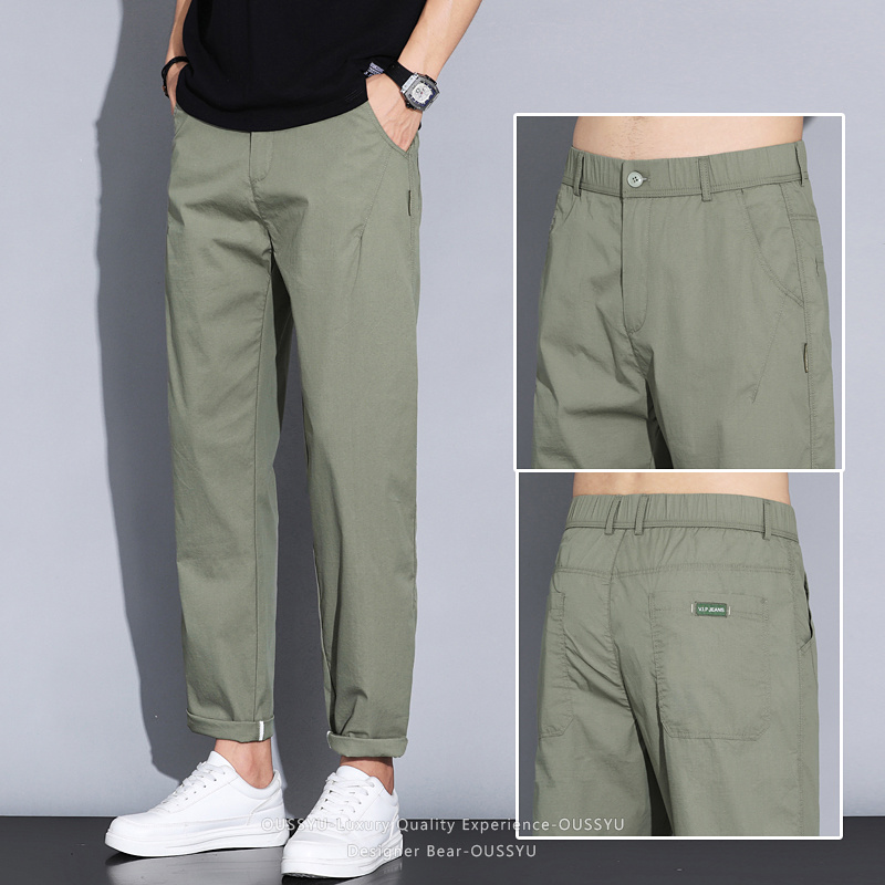 Pantalon Chino Homme Été Fin Décontracté Taille Élastique Séchage Rapide pour Travail et Extérieur – Gris, Kaki, Noir
